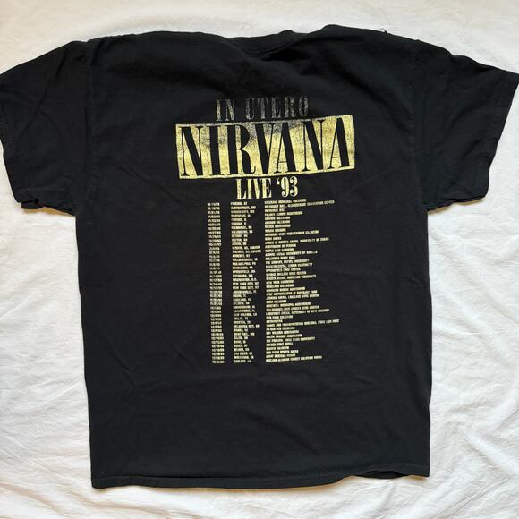 Vintage Nirvana Live '93 concert t-shirt, black/gold, size L - Picture 4 of 4